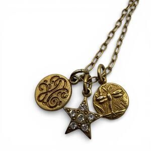 Vintage Catherine Popesco French Dragonfly & Crystal Star Medallion Necklace